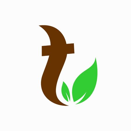 Letter T accompanied leaf conceptのイラスト素材