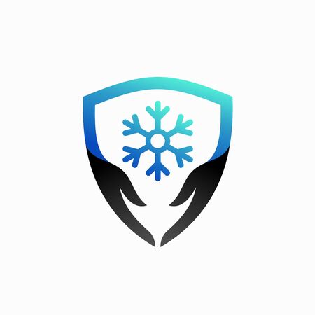 shield logo with snow symbolのイラスト素材