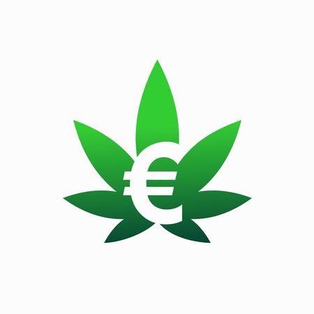 cannabis logo accompanied euro symbolのイラスト素材