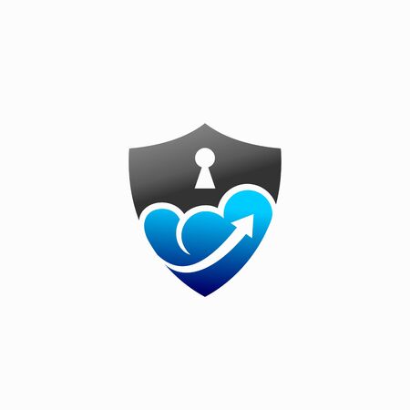 secure shield logo and cloud storage logo designのイラスト素材