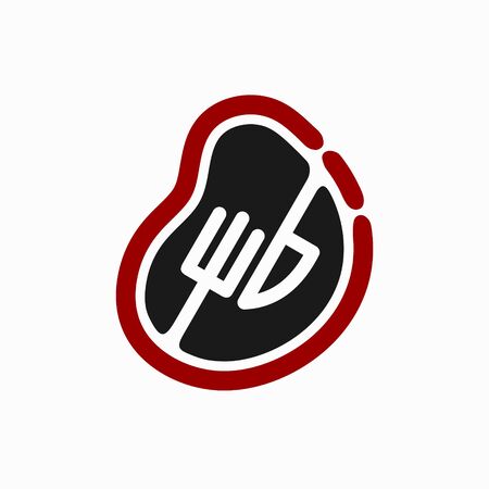 Steak meat logo design, Food logo designのイラスト素材