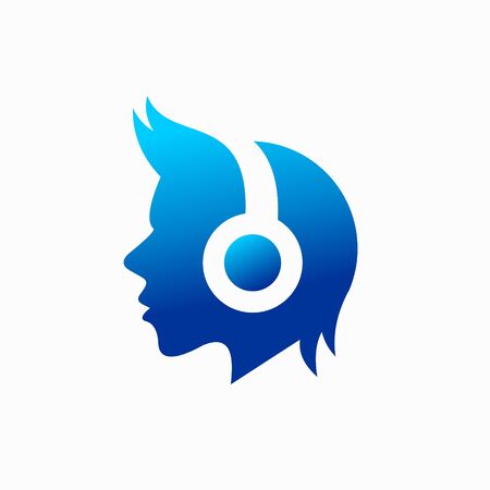 earphone vector logo, person icon logoのイラスト素材