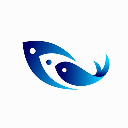 triple fish logo, fish vector logoのイラスト素材