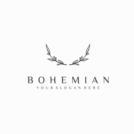bohemian template  , leaf ornament vectorのイラスト素材