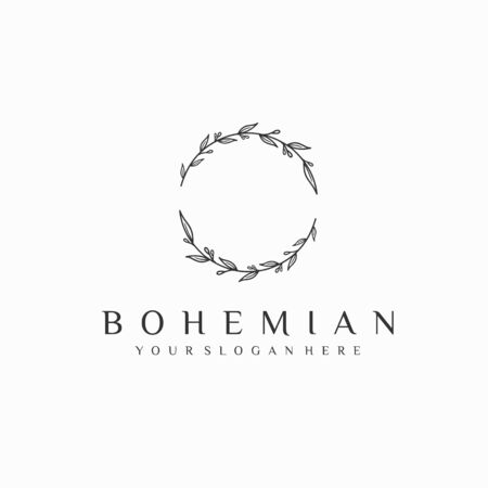 bohemian template  , leaf ornament vectorのイラスト素材