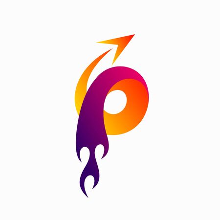 letter p logo design, aviation vector logoのイラスト素材