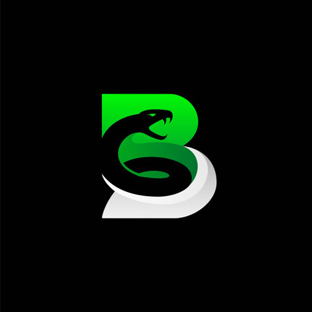 boomslang snake logo, letter B logo design