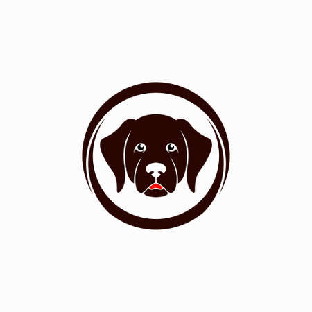 dog with circle vector logoのイラスト素材