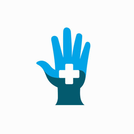 gloves icon with medical symbolのイラスト素材