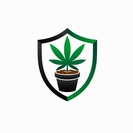 cannabis in a pot with shield vectorのイラスト素材