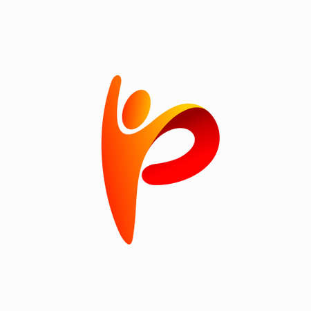 Letter P logo that formed people logoのイラスト素材
