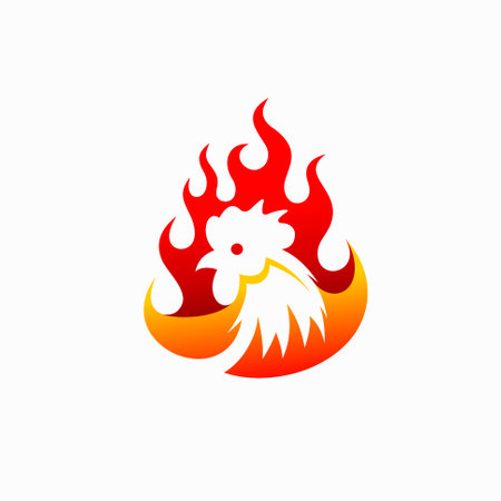 chicken head vector, lettering of grilled chickenのイラスト素材
