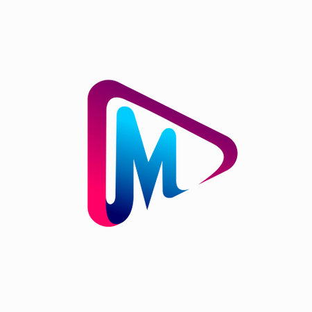 letter M logo with play button conceptのイラスト素材