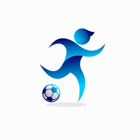 soccer icon logo, kicking the ballのイラスト素材