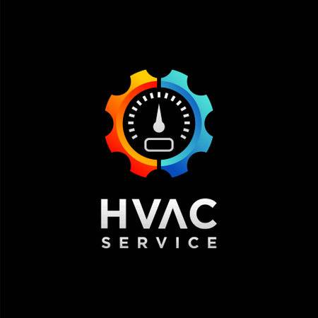 HVAC service logo with heating and cooling conceptのイラスト素材