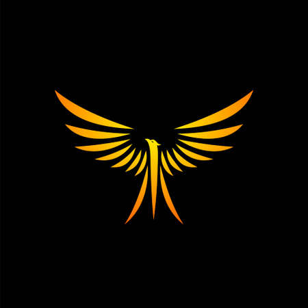 golden eagle with wings, phoenix logoのイラスト素材