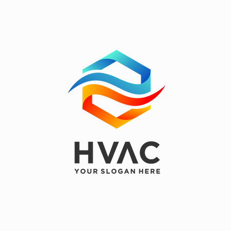 HVAC logo with hexagon conceptのイラスト素材