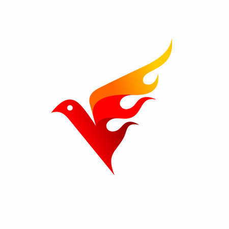 Bird with fire vector, Bird fire logoのイラスト素材