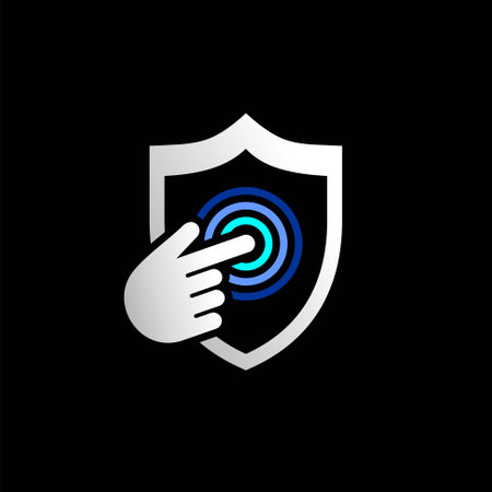 fingerprint protect logo, fingerprint safety logoのイラスト素材