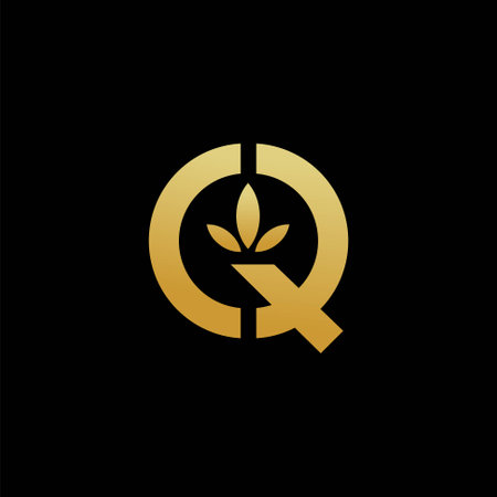 Cannabis logo with letter C and letter Q logoのイラスト素材