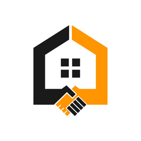 buying home logo with handshake conceptのイラスト素材