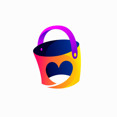 paint buckets vector with love conceptのイラスト素材