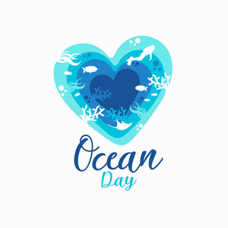 Ocean day logo, world ocean day vectorのイラスト素材