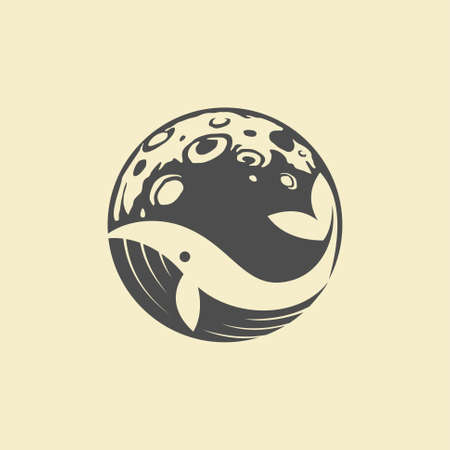 Moon logo with whale conceptのイラスト素材