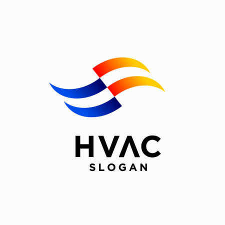 HVAC logo with wind concept, heating and cooling logoのイラスト素材