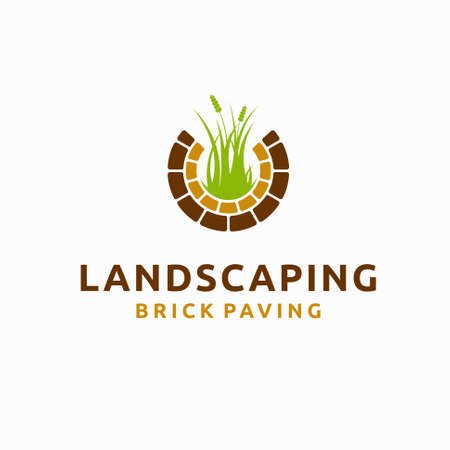 Landscaping logo with brick paving conceptのイラスト素材