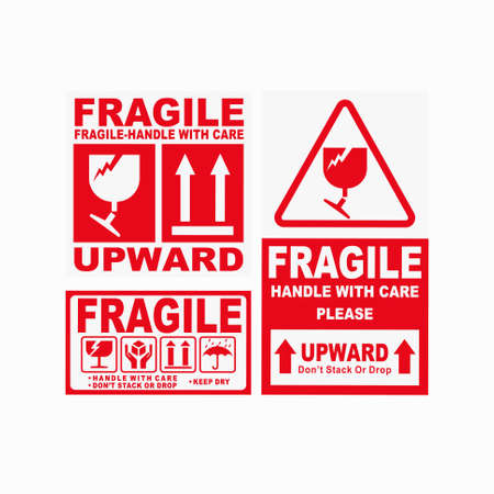 Fragile vector template, fragile sticker templateのイラスト素材