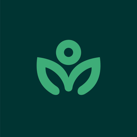 letter M logo with leaf concept