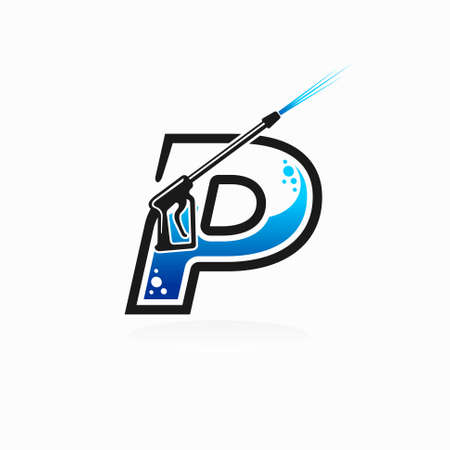 Power wash logo with letter P conceptのイラスト素材