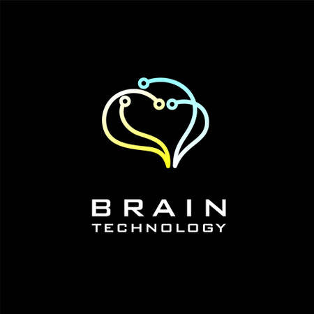 Brain tech logo, brain with technology conceptのイラスト素材