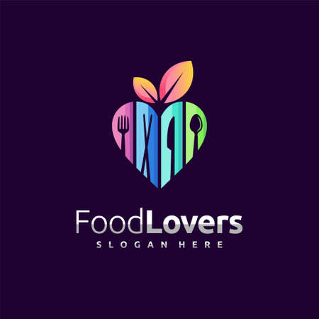 Food lovers logo with cutlery conceptのイラスト素材