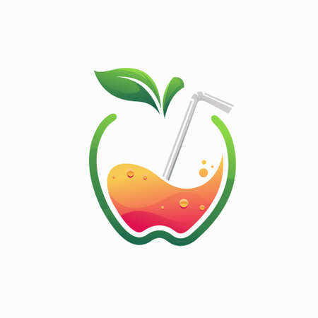apple juice logo with color gradient conceptのイラスト素材