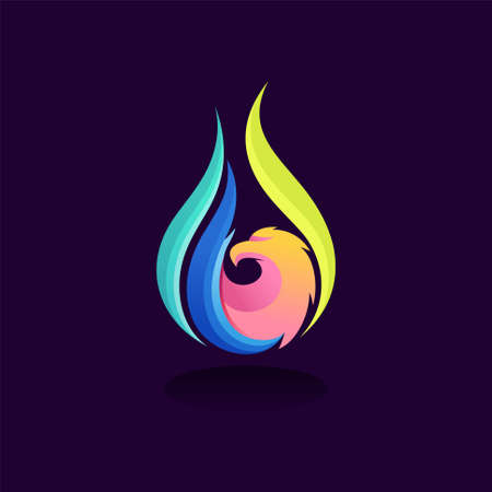 Eagle logo with fire elementのイラスト素材