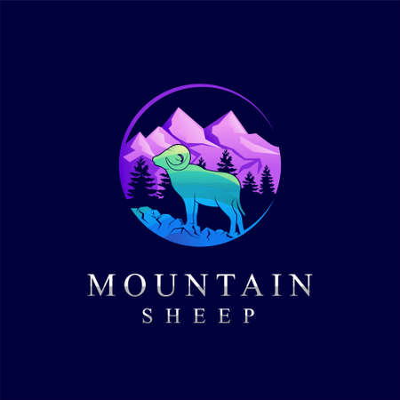 Mountain sheep logo, bighorn sheep logoのイラスト素材