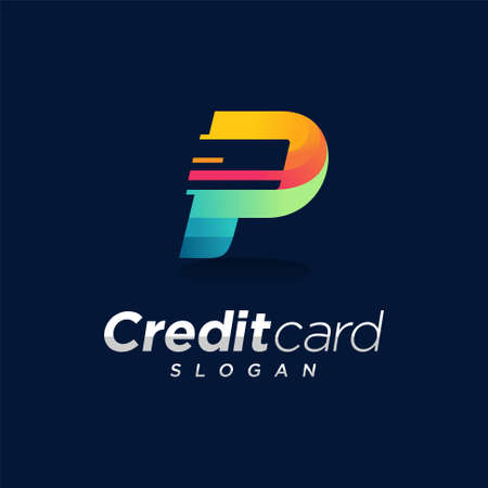 Credit card logo with letter P conceptのイラスト素材