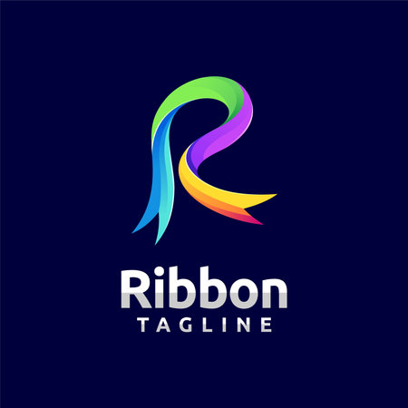 Ribbon logo with letter R conceptのイラスト素材