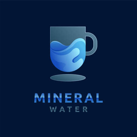 Mineral water logo with gradient color conceptのイラスト素材