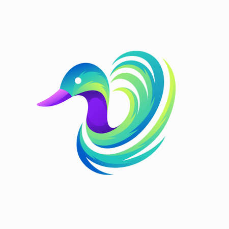 duck logo with gradient color conceptのイラスト素材