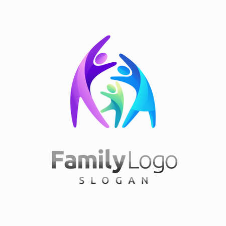 Family logo with color gradient conceptのイラスト素材