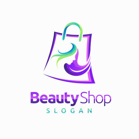 beauty shop logo with shopping bag conceptのイラスト素材