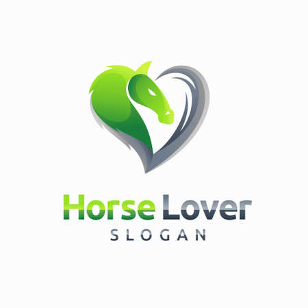 horse lovers logo with love conceptのイラスト素材