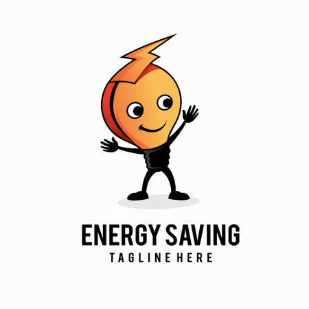 energy saving logo, bulb mascot logoのイラスト素材