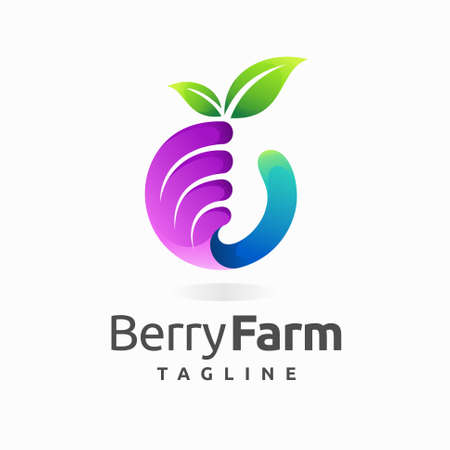 berry farm logo with hand conceptのイラスト素材