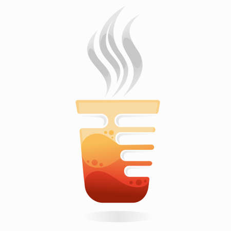 hot tea logo with hand conceptのイラスト素材