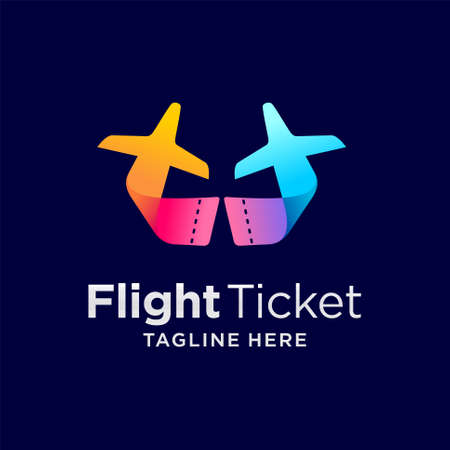 flight ticket logo with airplane conceptのイラスト素材