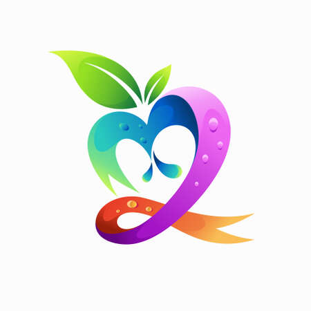 fruit logo with ribbon conceptのイラスト素材